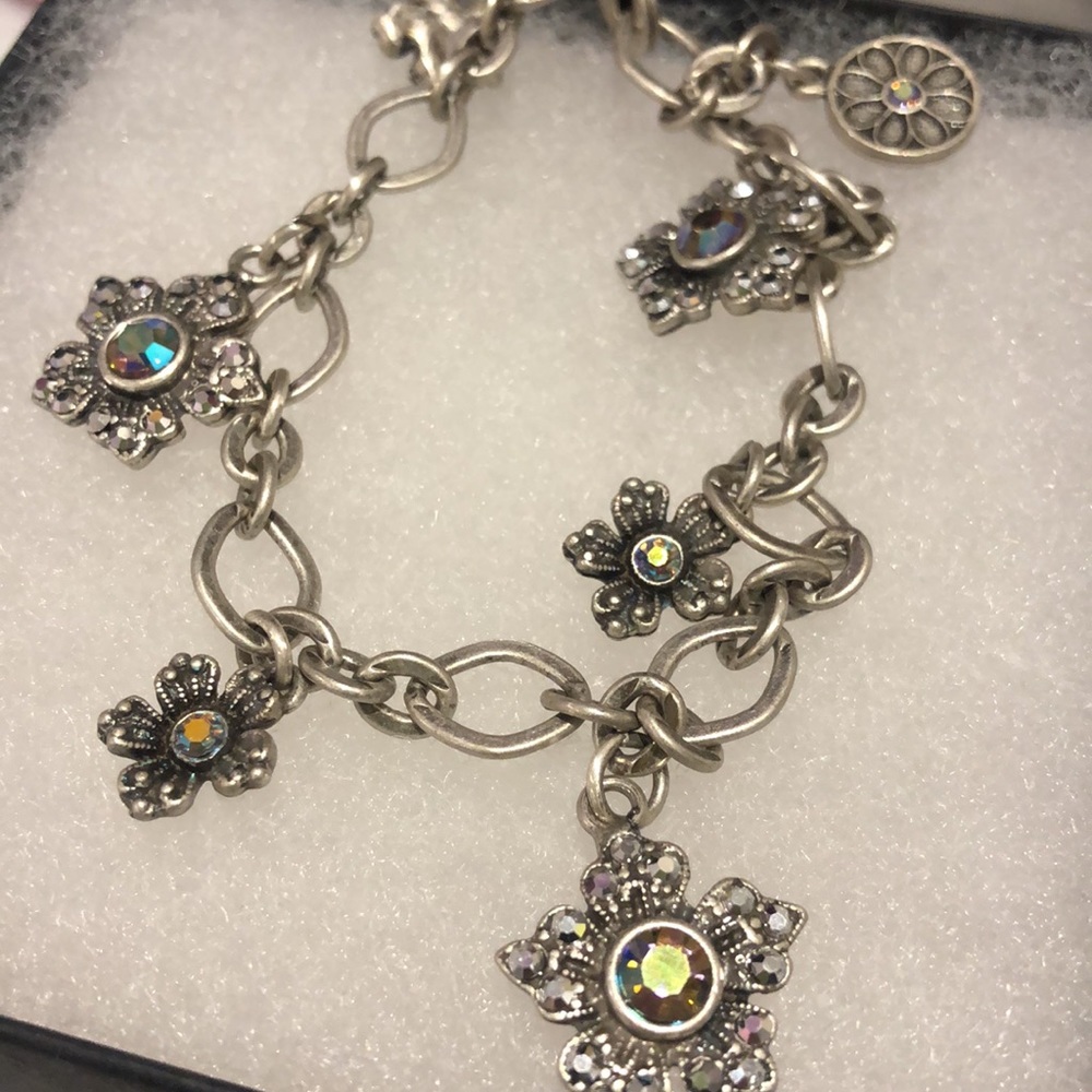 Starlight Flower Silver Charm Bracelet,NWT-Boutique